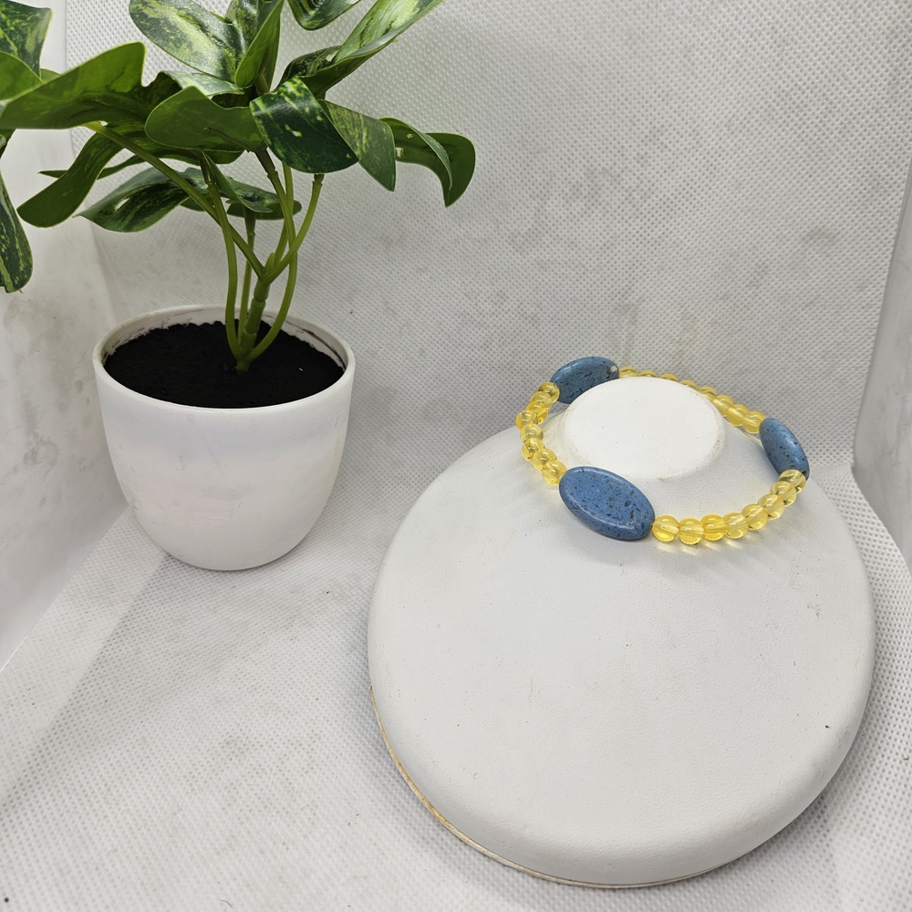 Elegant Blue and Yellow Beaded Bracelet